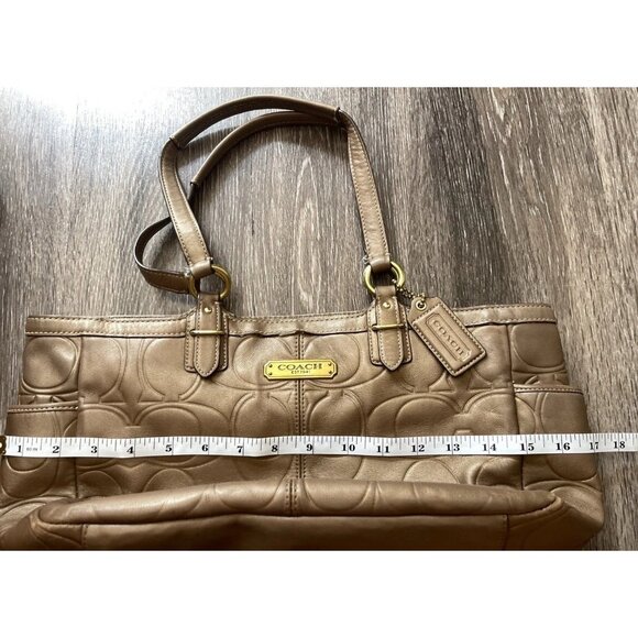 Vintage Coach Gallery Embossed Leather Women’s Tote F20742 Brass Copper Brown - Picture 3 of 14